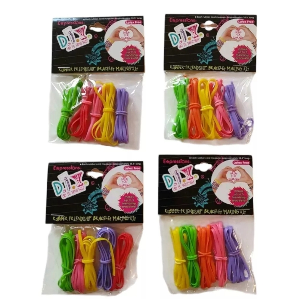 Lot of 4 Packs Expressions DIY Rubber Friendship Bracelet Making Kit Latex Free